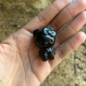 Hello kitty black obsidian stone natural healing stones.